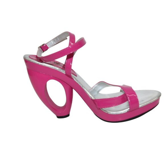 LUICHINY BRIGHT DELIGHT Hot Pink Platform Ankle Strap Sandals COUT-OUT Heels 8 - Picture 3 of 12